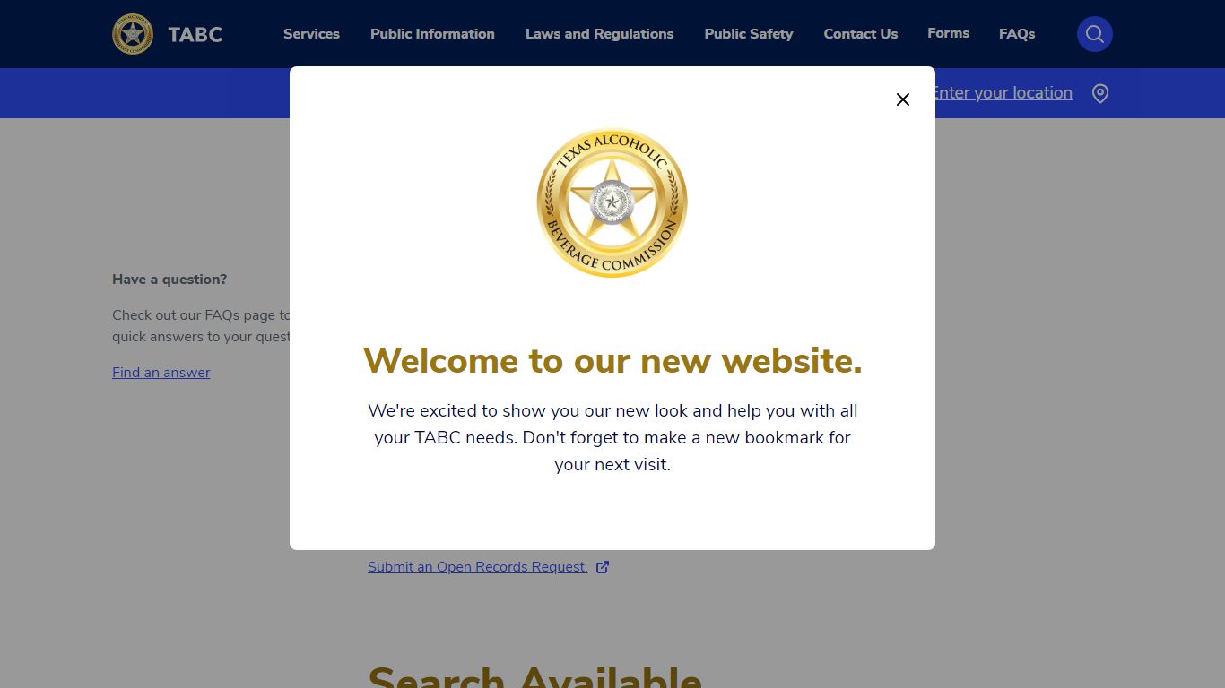 Open Records Requests | TABC - Texas Alcoholic Beverage Commission